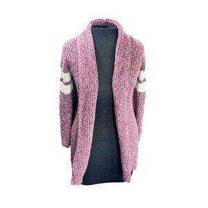 Hippie Rose Womens Open Front Cardigan Sweater With Striped Sleeves Ribbed Knit